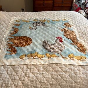 Moschino Farm Animal Print Scarf- Cream and Blue